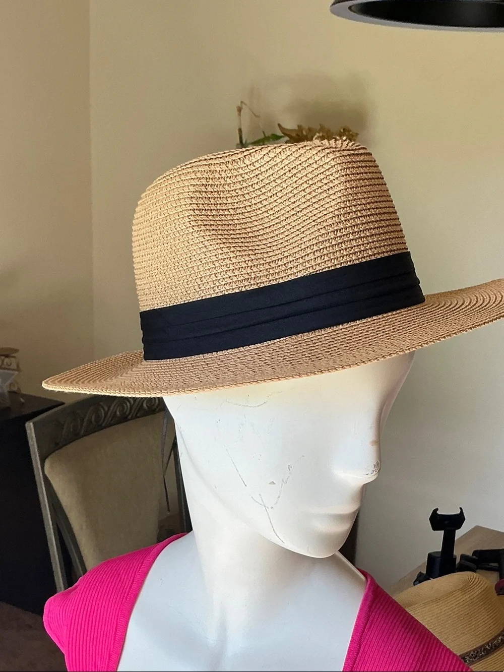 Classic Straw Fedora Hat with Black Band - Men Accessories